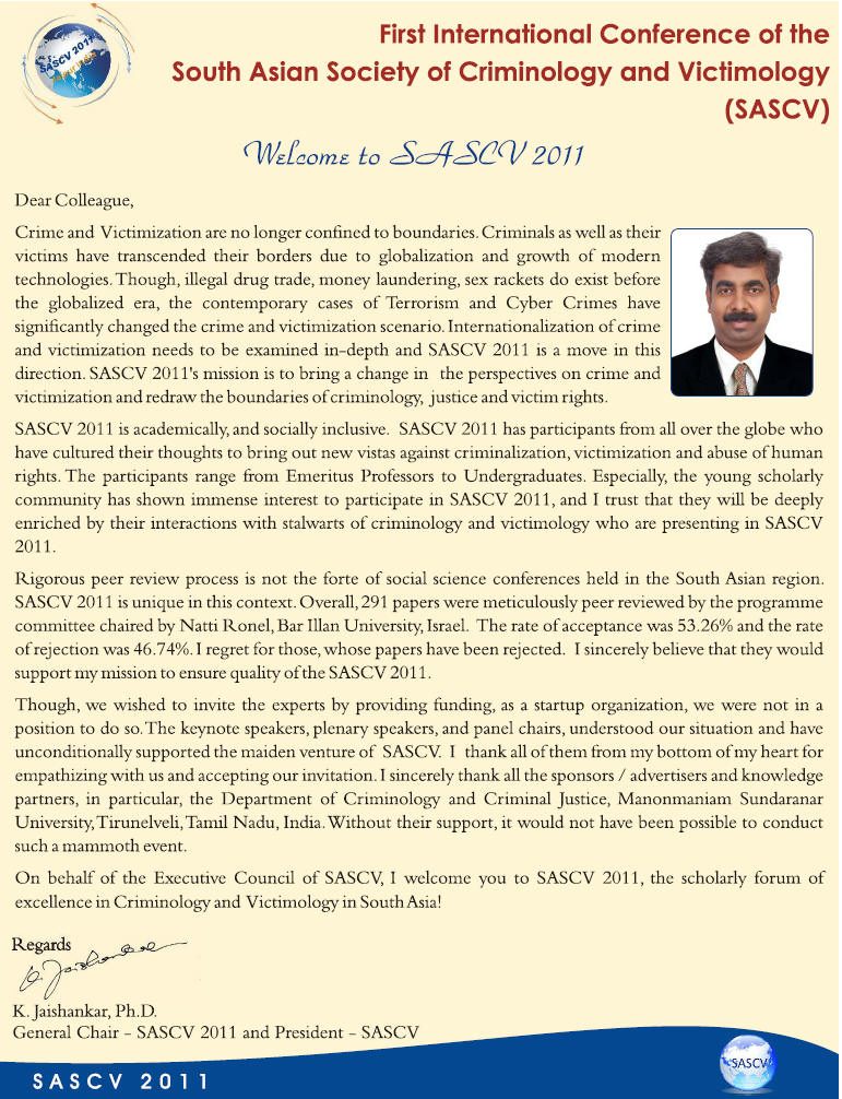 President's message, souvenir of the First International Conference, Jaipur, 2011