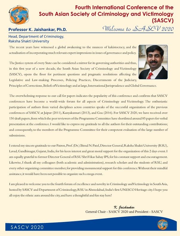 President's message, souvenir of the Fourth International Conference, Ahmedabad, 2020